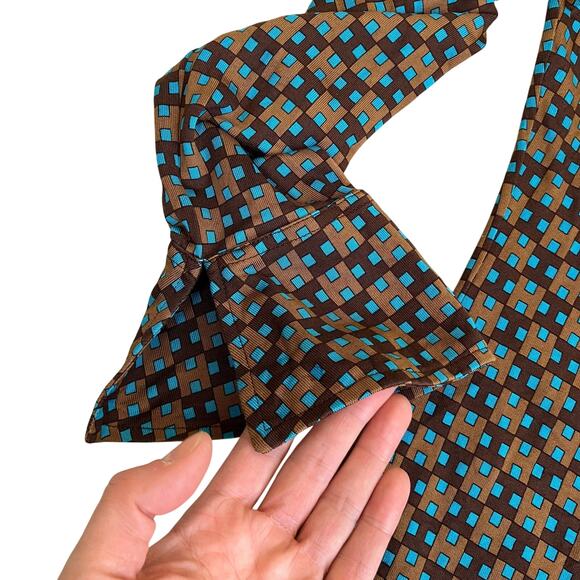 Hérion 100% Silk Retro Printed Luxorious Button-down Shirt Blouse Flared Cuff - Picture 16 of 16